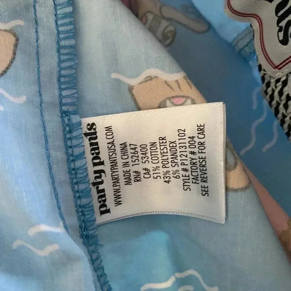 Party Pants Men’s Neon Blue Super Star Fish Swim Trunks Board Shorts Medium - Picture 11 of 12